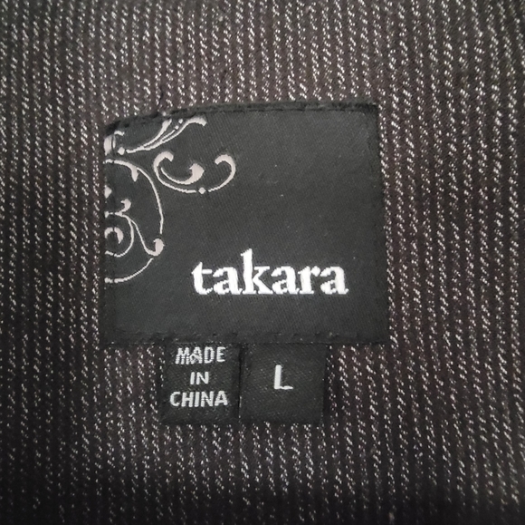 Takara. Women's Crop Pin Stripe Blazer. Dark Gray. Size Large. - Picture 5 of 5